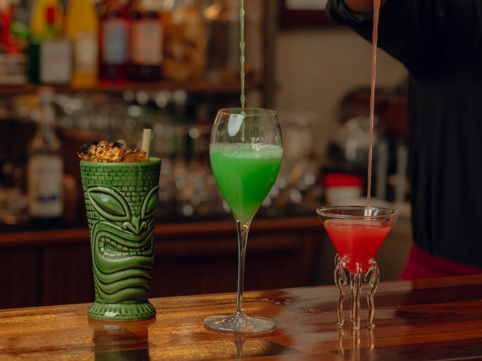 Two cocktails being poured at the Amigo bar