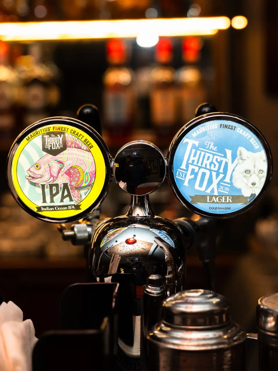 Thirsty Fox Mauritian craft beer on tap: Indian Ocean IPA and lager